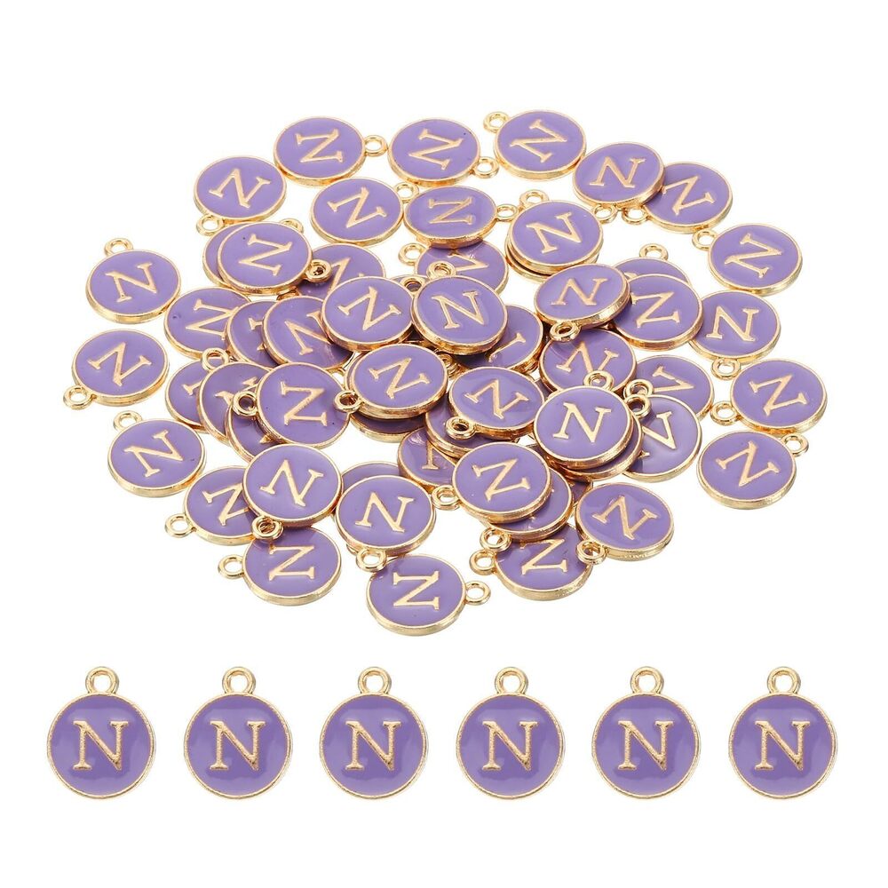 3267 Letter Charm N, 60Pcs Double Sided Alphabet Initial Charm Pendants